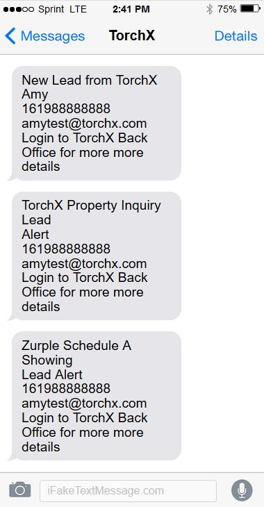 TorchX SMS alert